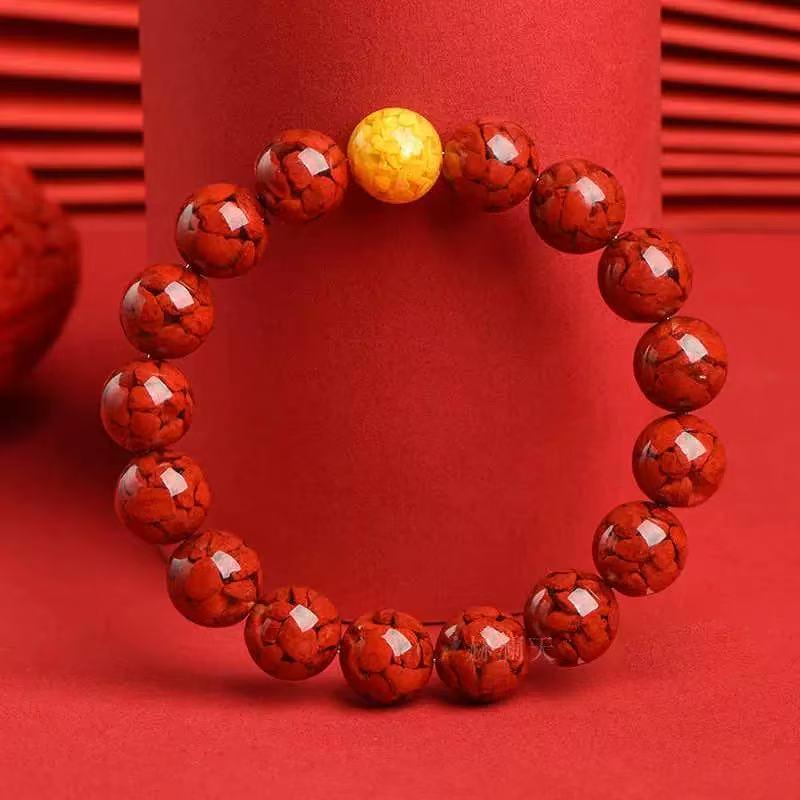 Natural Cinnabar & Realgar Purple Gold Red Sand Crystal Bracelet