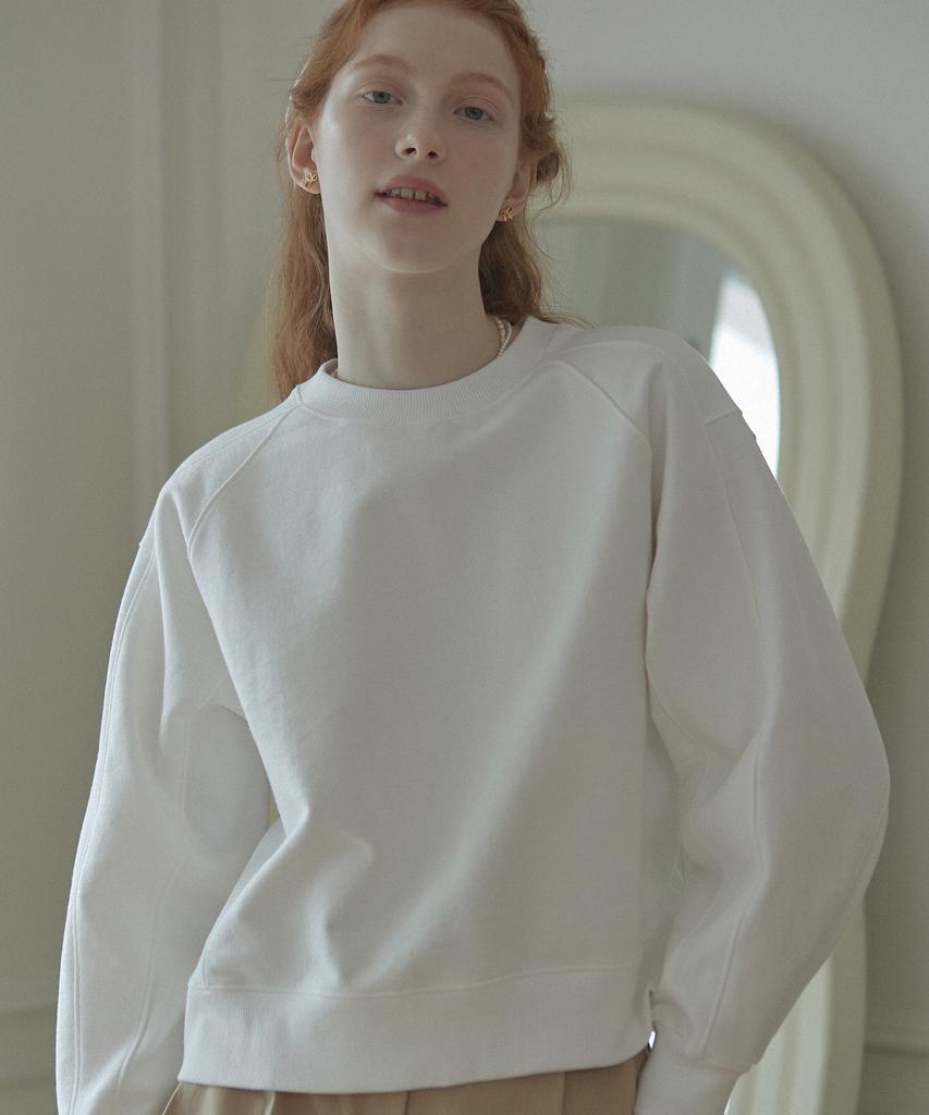 NONLOCAL Rib Block Crop Sweatshirt - Off White