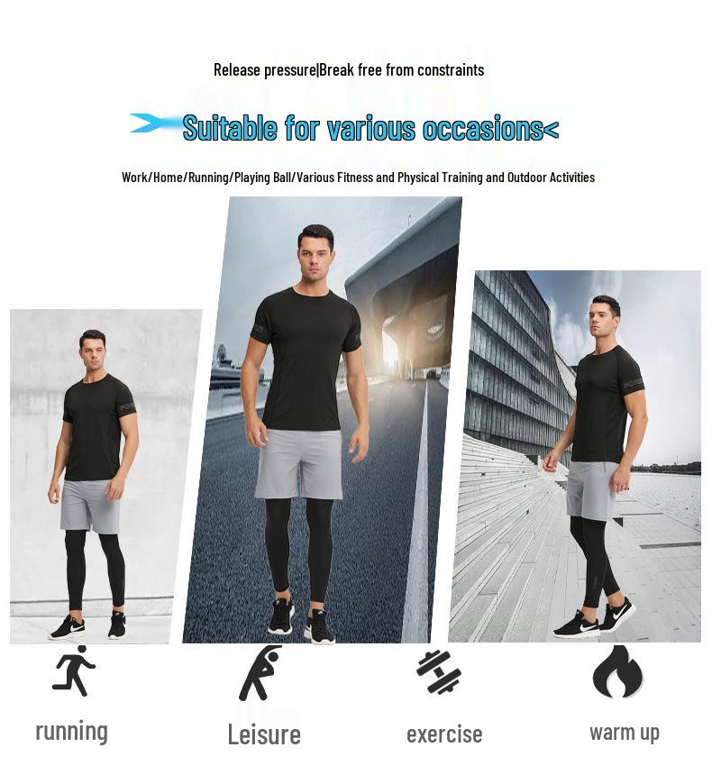 Men's Quick-Dry Reflective Running & Fitness Suit - 4-Piece Set