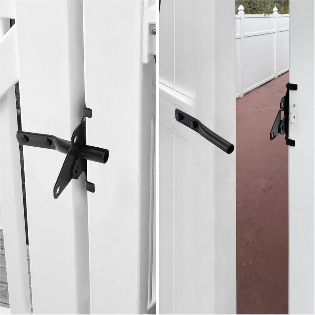 WellMade Heavy Duty Self-Locking Gate Latch for Wooden Fence, Post Mount Automatic Gravity Lever Door Latches for Garden Outdoor/Pool Gate, Metal