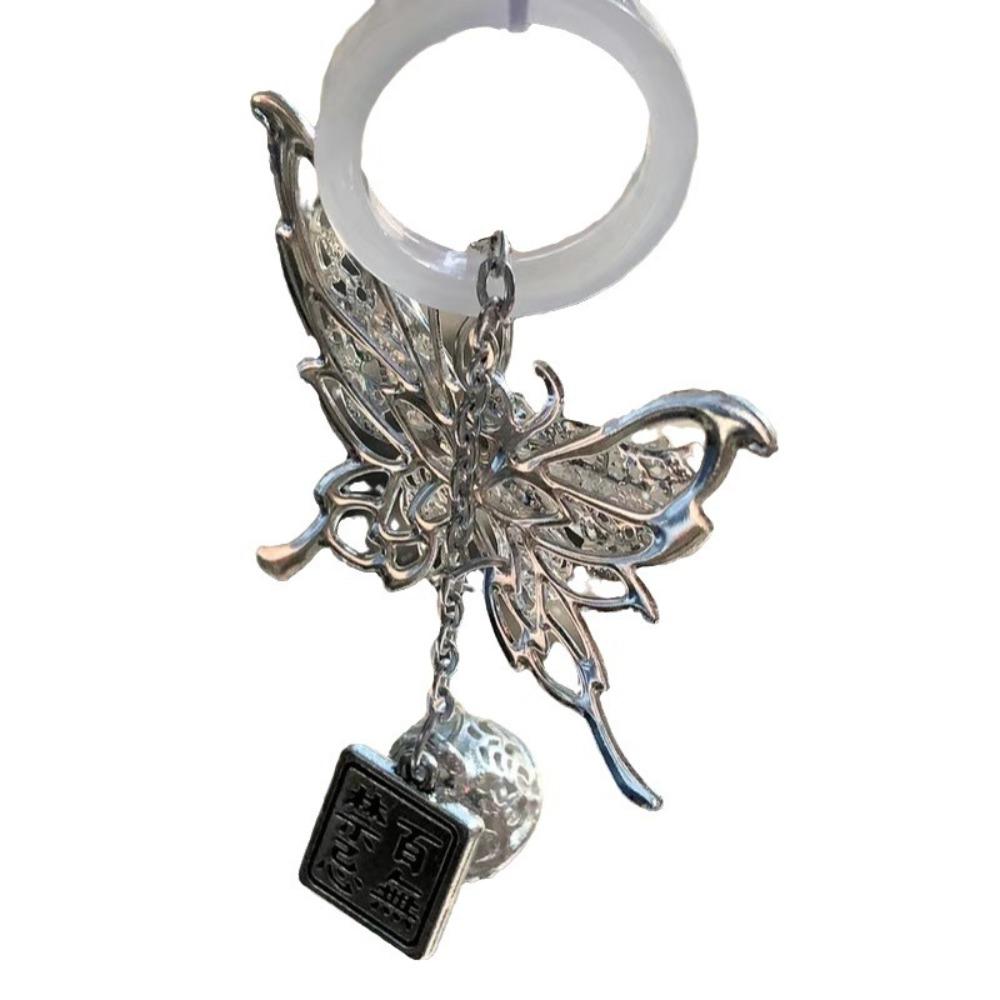 Bell Silver Butterfly Phone Chain Butterfly Mobile Keychain Lanyard Women Girls