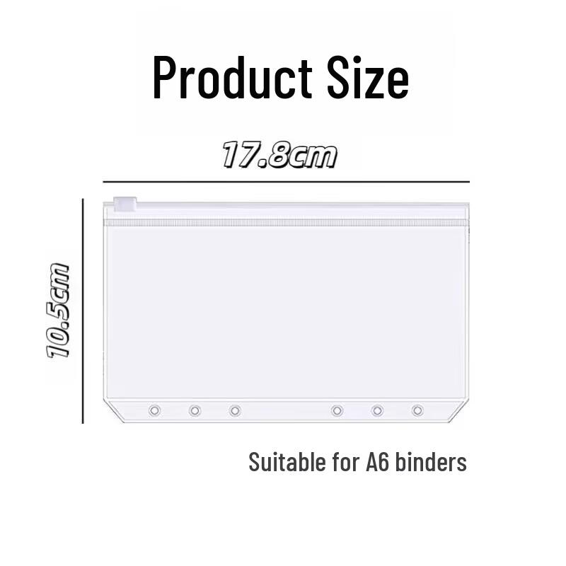 PVC Zipper Storage Bag: A4/A5/B5 Receipt Holder & A6 Planner with 6-Hole Loose-Leaf Feature