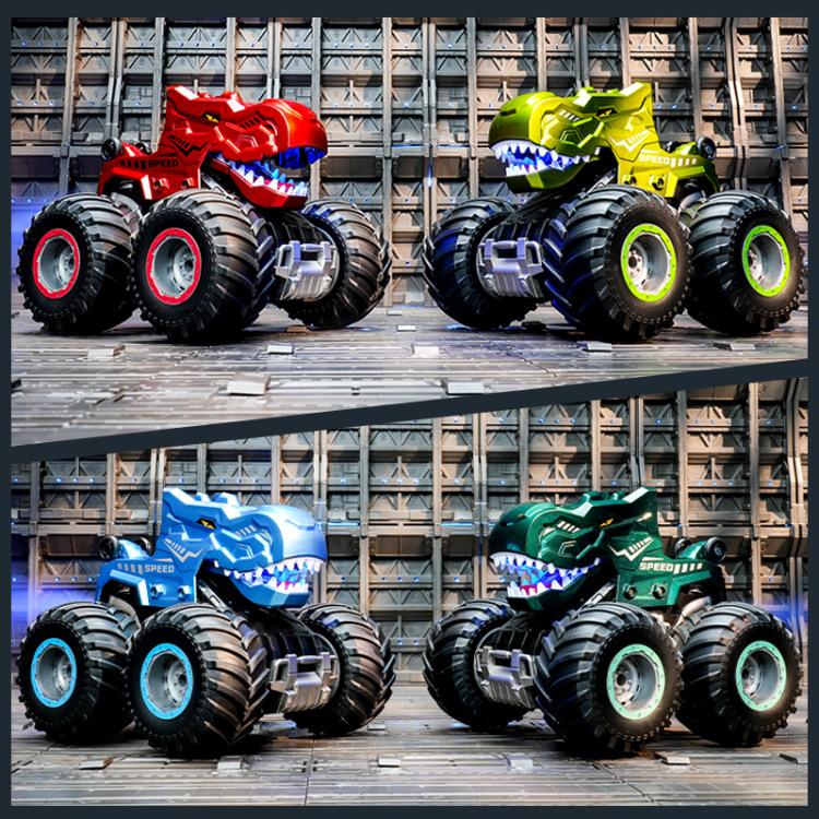 RC Car 2.4G Dinosaur Remote Control Cars with Colorful Light Spray Tumbling Stunt Climbing Vehicle Toys for Boys Children Gifts