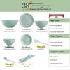 Jingdezhen Shadow Celadon Embossed 38-Piece Dinnerware Set