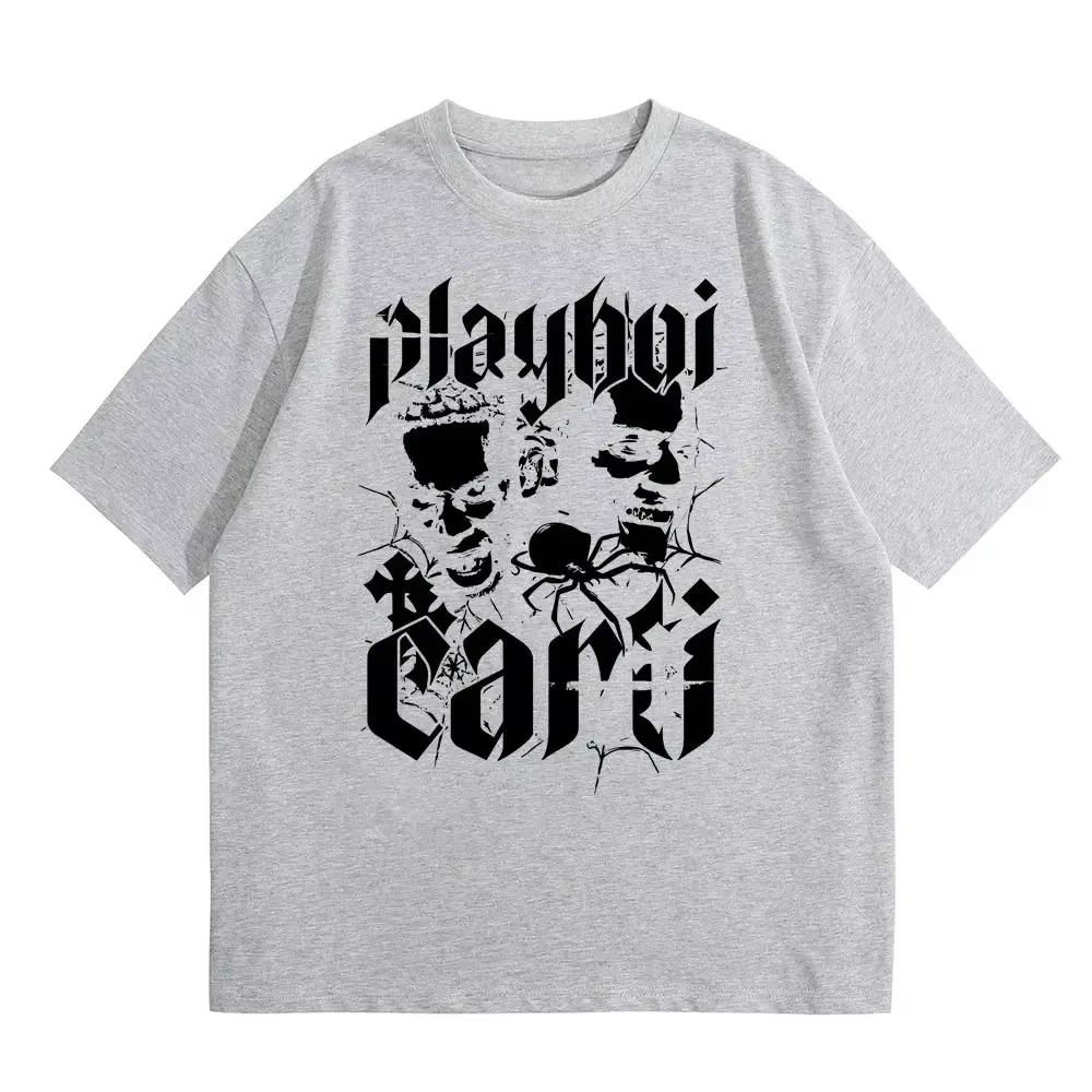 Rapper Playboi Carti Print Tshirt Setwear Male Hip Hop 2026 Springsummer new Fashion Pop music Shortsleeved top