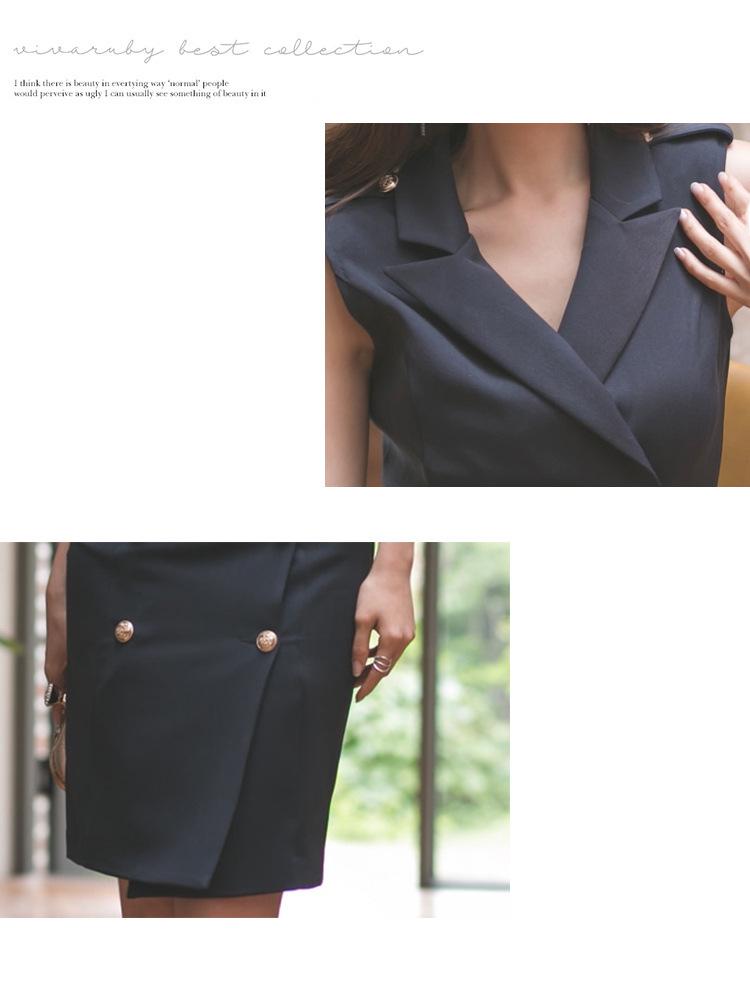 2021 Sommer OL Ärmelloses Zweireiher Slim Anzugkleid für Damen