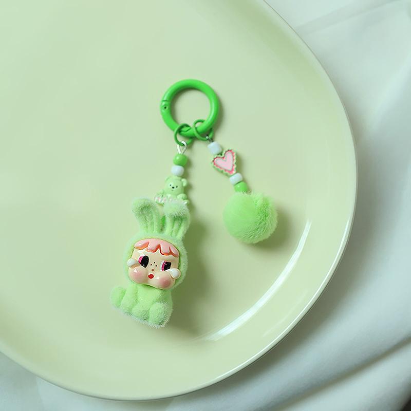Cute Cartoon Plush Rabbit Hat Crying Baby Key Chain Kawaii Doll Pendant Backpack Decoration Jewelry Pendants Accessories Gifts