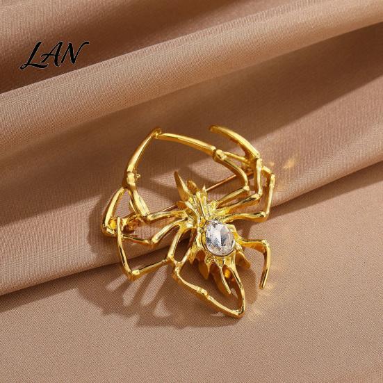 Rhinestone Spider Brooch for Men Women, Shape Alloy Lapel Non-fading Pin Pin, Sweater Cardigan Coat Clothing Accessories, Halloween Costume