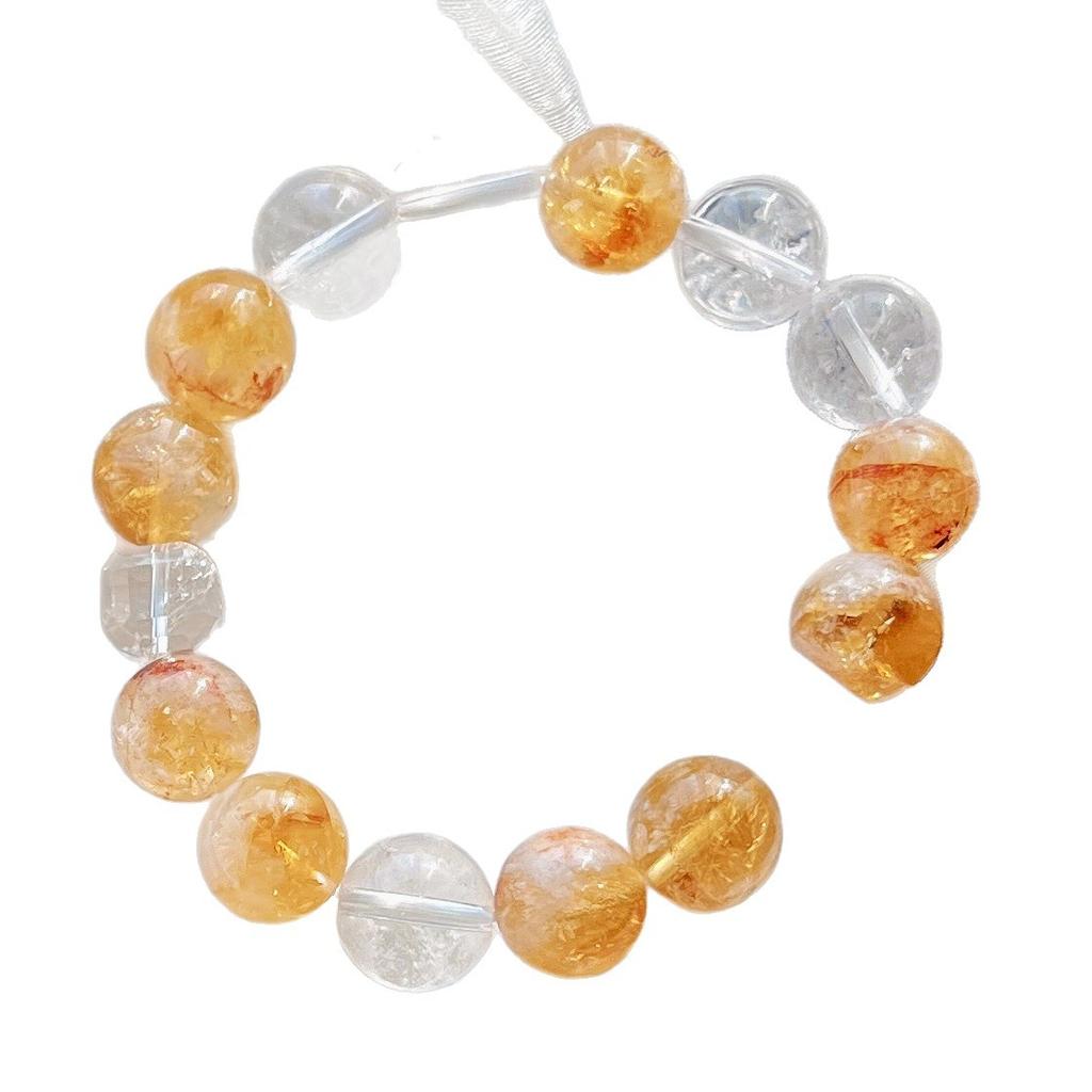 12Mm Natural White Crystal Citrine Design Bracelet Bracelet