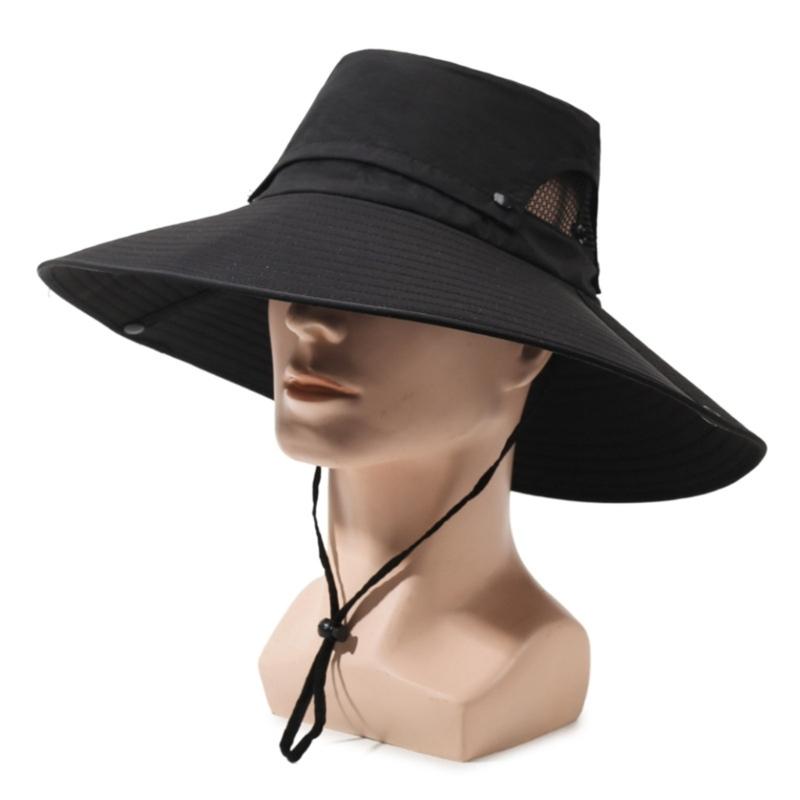 Adjustable Wide Brims Sun Hat For Men With Removable Top Panel Breathable Outdoor Fishing Cap Sun Protections