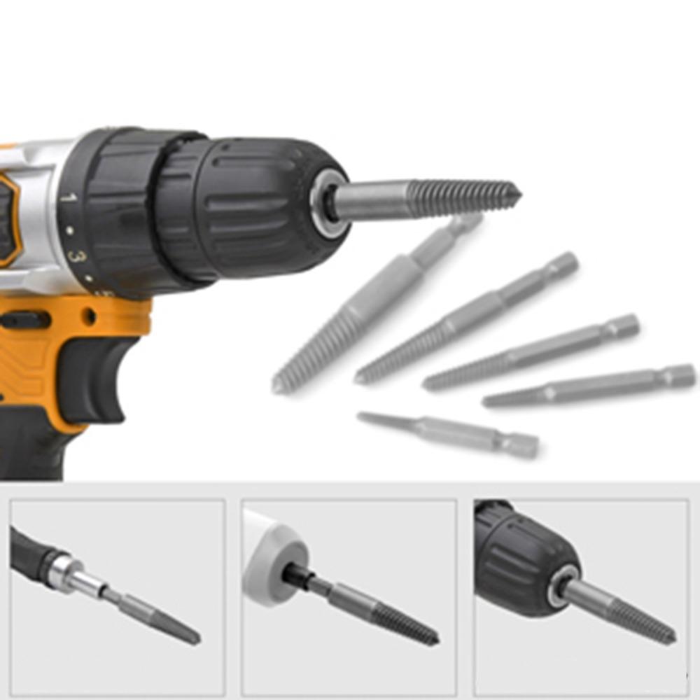 6 Pcs With Adapter Bolt Extractor Kit Drill Bit Stripped Screw Remover  Mechanical Repair