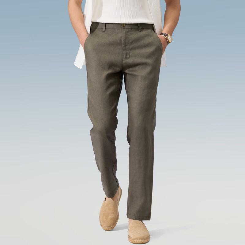 Judger Men's 100% Linen Straight Casual Trousers