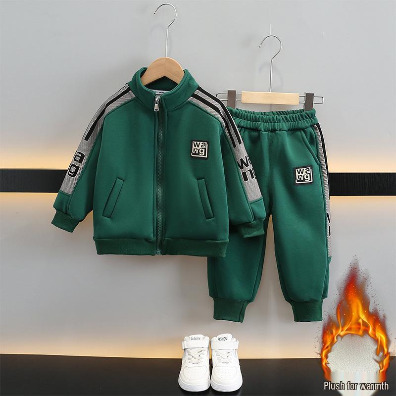 

Модный кардиган на молнии с флисовой подкладкой и брюки для мальчиков на осень и зиму 150 cm