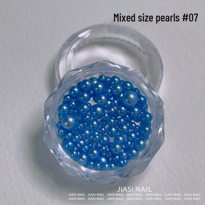 Christmas 12-Grid Mixed Color Pearl Nail Art High-Gloss 3D Beads Decorations