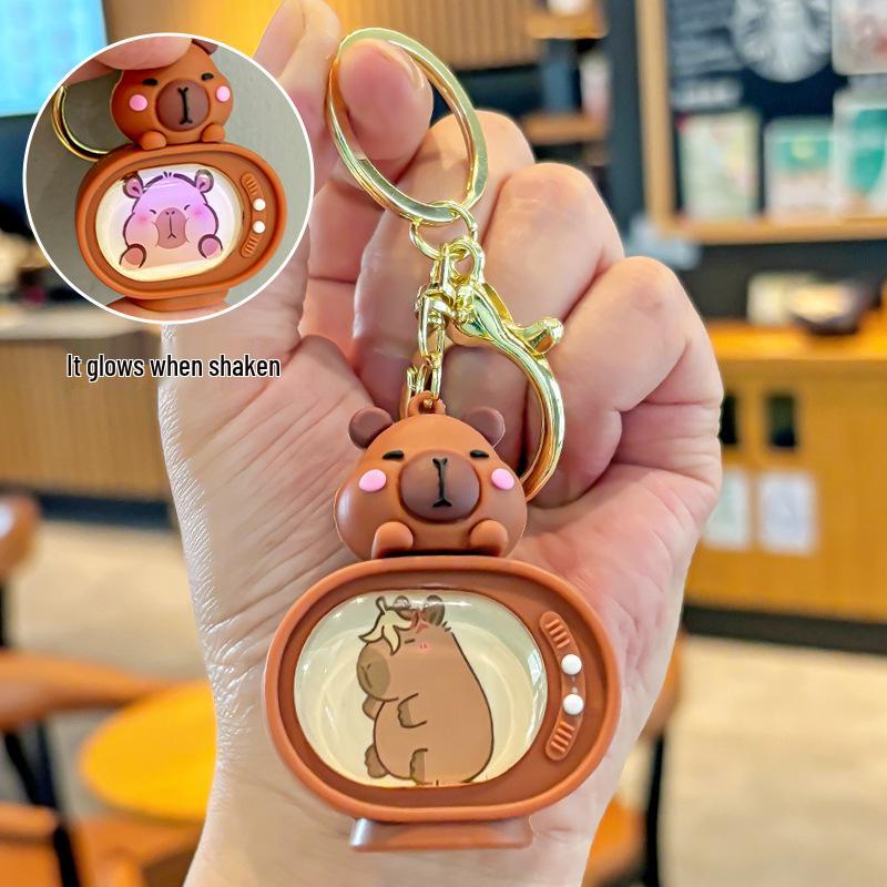 Capybara Luminous TV Keychain Backpack Pendant - Student Gift & Claw Machine Prize