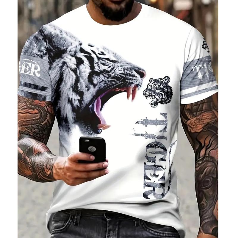 New Summer Men's Fashion T-shirt Personality Crow Printed Men's T-shirt Top