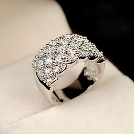 Luxury Ladies Rhinestone Inlaid Finger Ring Wedding Engagement Jewelry Gift