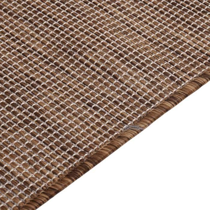 VidaXL Tapis à tissage plat d'extérieur 140x200 cm Marron