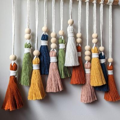 Boho Chic Tassel Garland Wall Decor Handmade Cotton Yarn Rainbow Tassels for Nursery, Kids Bedroom, Classroom, Baby Shower Party Earthy Tones