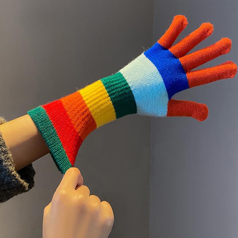 Autumn Gloves Plus Fleece Men's and Women's Fashion Jacquard Reverse Stitch Pineapple Winter Warm Glove Knitted Fingerless Glove
