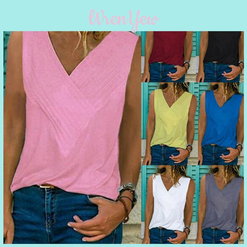 Premium Quality Women Sleeveless Blouse Vest Top Summer Casual V Neck Tank T-shirt Beach Shirts For Effortless Style