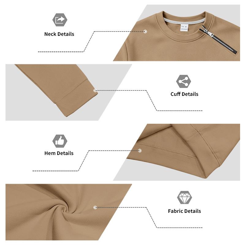 Men S Solid Color Fleece Lined Loose Casual Round Neck Sweatshirt