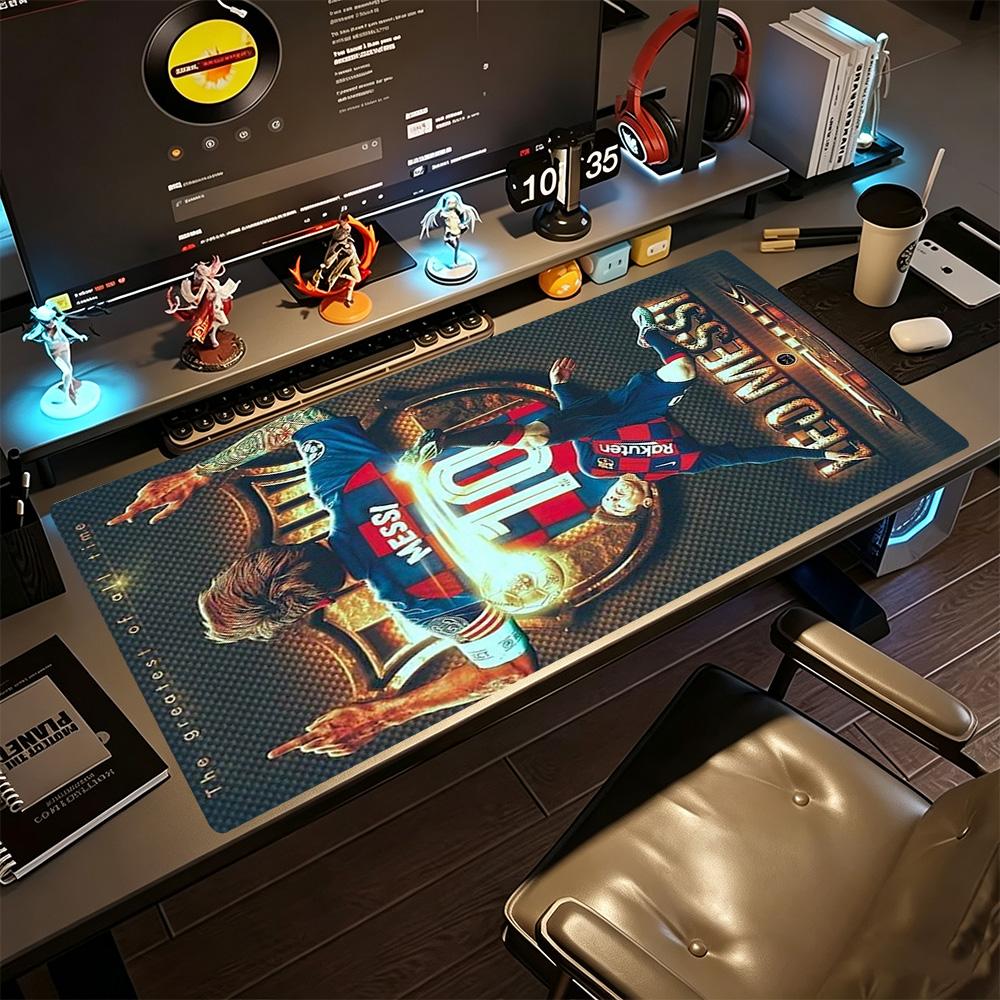 Football Messi Gaming Mouse Pad Desk Mouse Pad Study Desk Mat Non-Slip Rubber Bottom Suitable for Office Gaming PC Laptop
