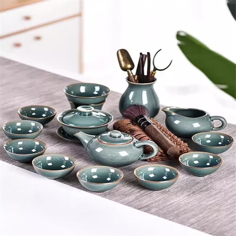 Leinuo Ge Kiln Teapot & 6 Cups 9-Piece Tea Set