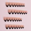 Elegant French Style Cat Eye False Nails with Magic Mirror Powder - Glue-On Nail Art Tips