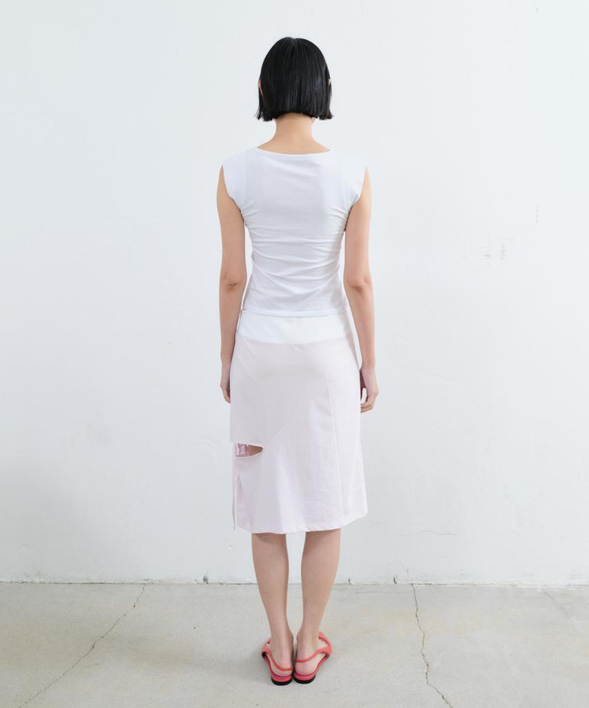 SEALOT Tie-Up Slit Jersey Midi Skirt (Light Pink)