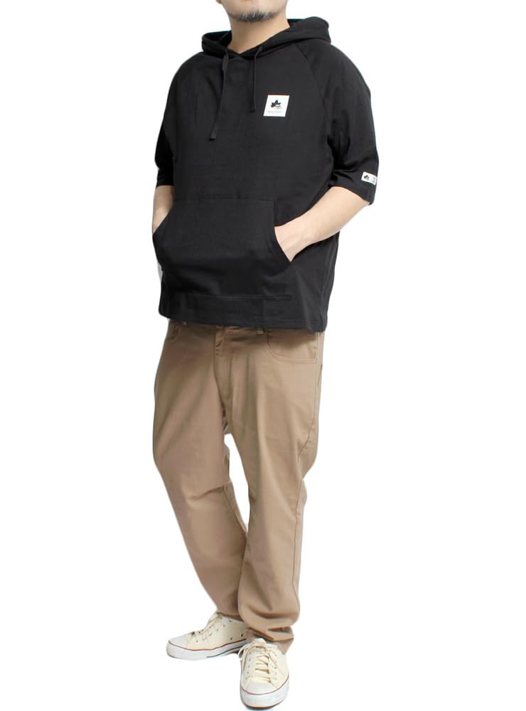 LOGOS Park Short Sleeve Logo Raglan Size Black Men's Hoodie, Pullover, Print, T-Shirt, 3L, (49)
