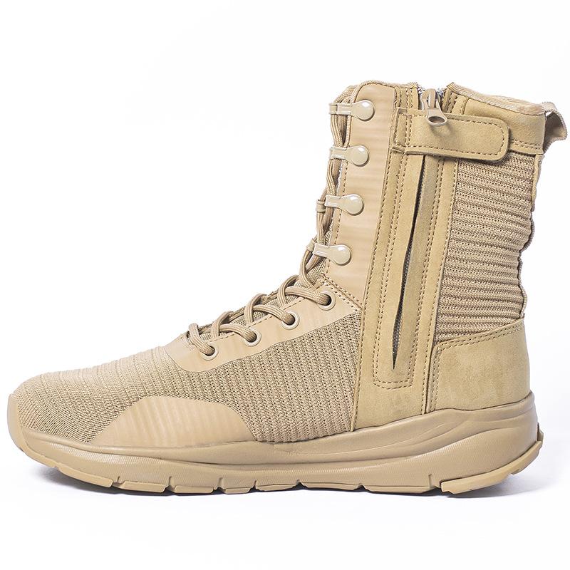 Outdoor Desert Breathable Combat Boots Mesh Ultra Light Zipper Security Shoes Men's Lightweight Training Hiking