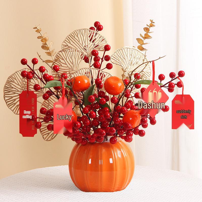 Luksusowa Dekoracja Owoc Granatu Chińskiego: Czerwone Sztuczne Kwiaty i Ozdoby