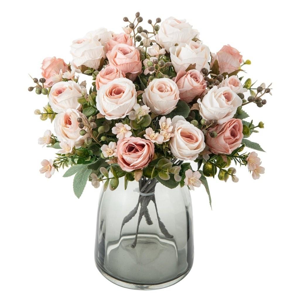 Embroidered Ball Simulation Flower Bundle Design Artificial Flower Lifelike Silk Rose Party Decor