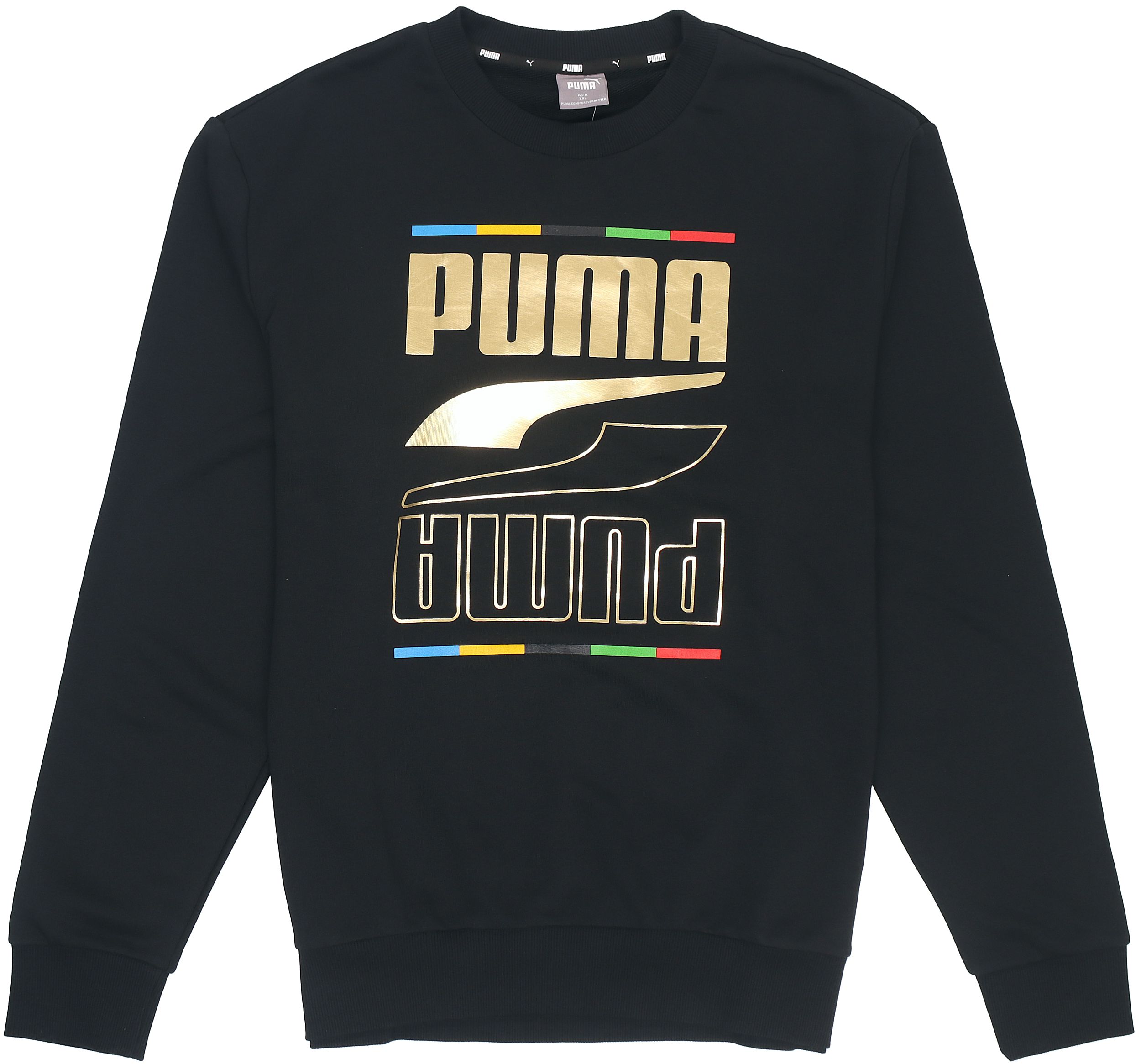 PUMA Свитшоты Мужские Черный Круглый вырез Умеренный Обычный 585267-01 M