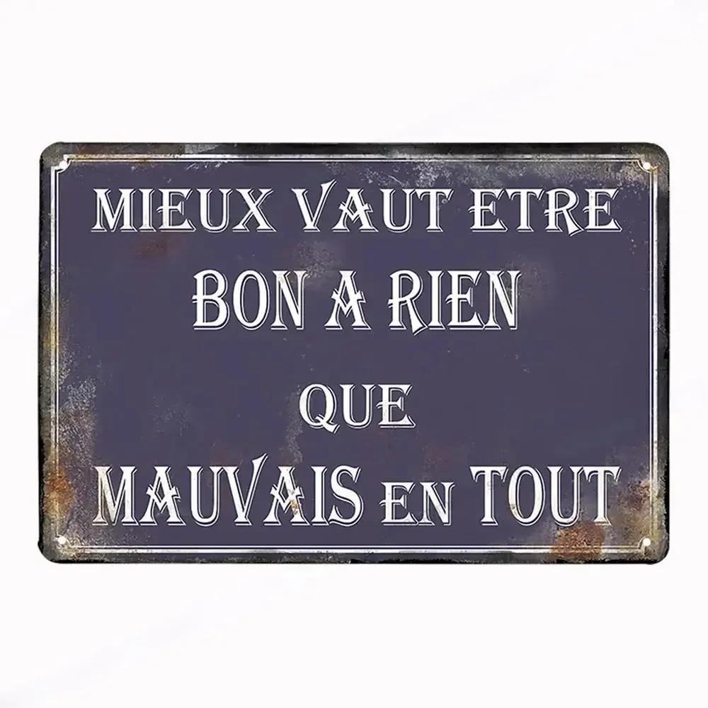 French Vintage Metal CUISINE Signs Decor Posters Plaque Retro Tin Sign Bar Pub Club Wall Decor Painting Decorative Plate