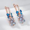 Shiny Blue Natural Zircon Drop Earrings For Women Trend  Rose Gold Color Bride Wedding Fine Jewelry Crystal Gift