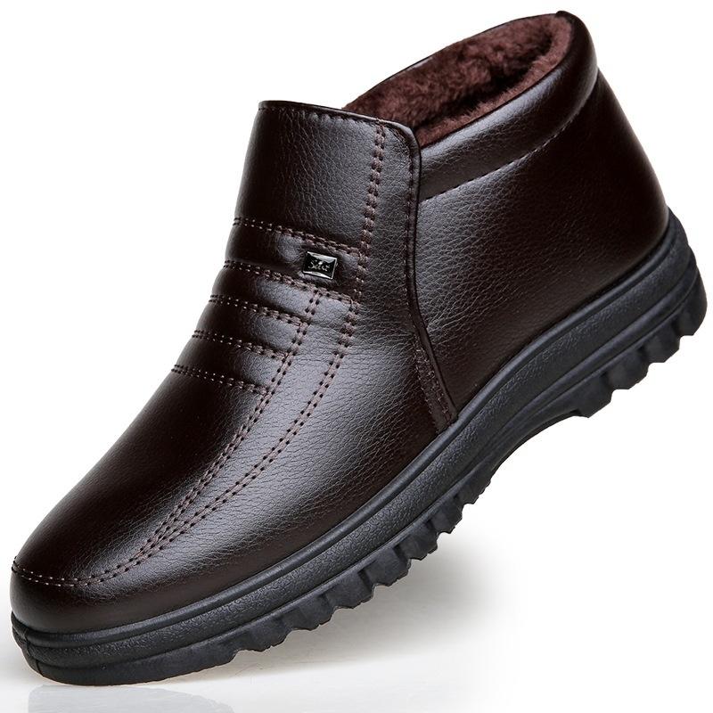 Winter Shoes Winter High Top Shoes Plush Men's Shoes Winter Warm Men's Cotton Shoes Men's Patent Leather Business Casual Shoes Cotton Shoes