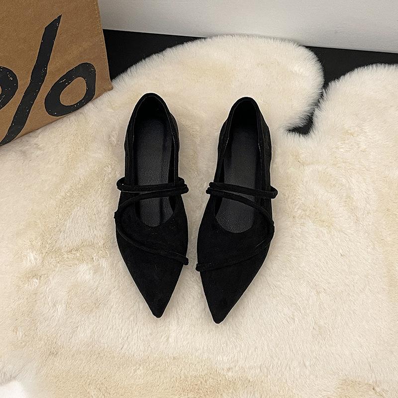 French Gentle and Versatile Light Mouth Single Shoes Women's 2024 Autumn New Comfortable and Not Tired Feet Pointed Flat Mary Jane Shoes