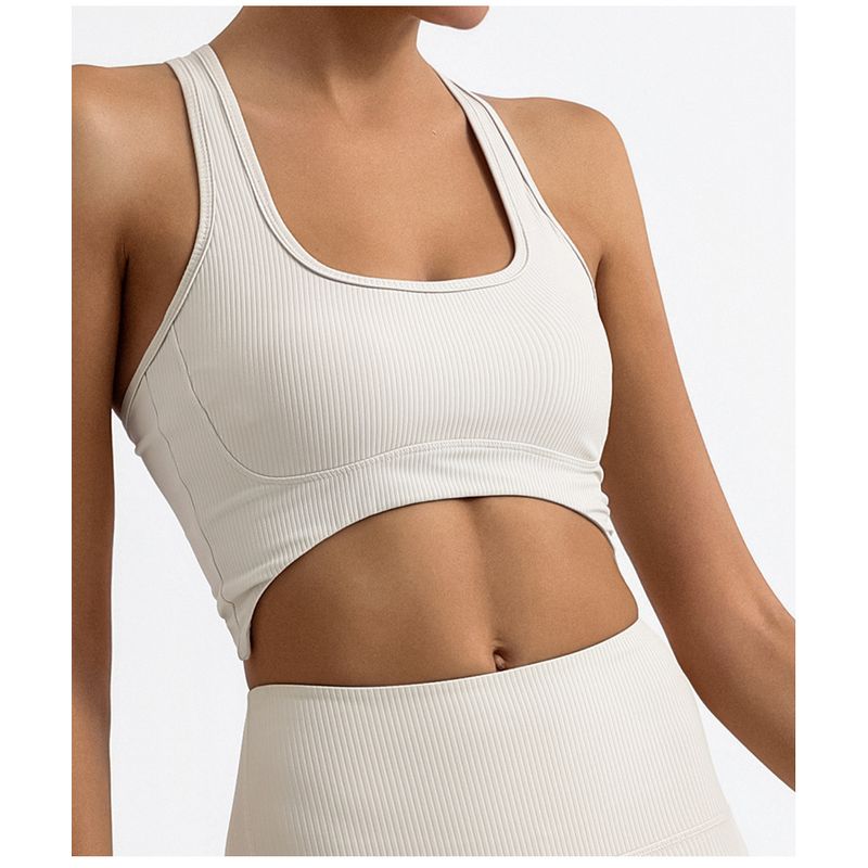 Export Cross-Border Yoga Intimates Women's Stripes with Chest Pad Bubble Wrap Cross Beauty Back Exercise Running Fitness Top Vest