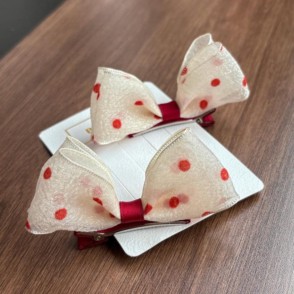 Summer Polka Dot Bow Hair Clip Set for Baby Girls