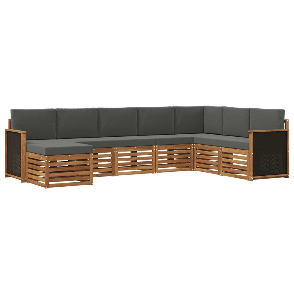 Outdoor Sofa Set with Cushions 6 pcs Natural and Anthracite