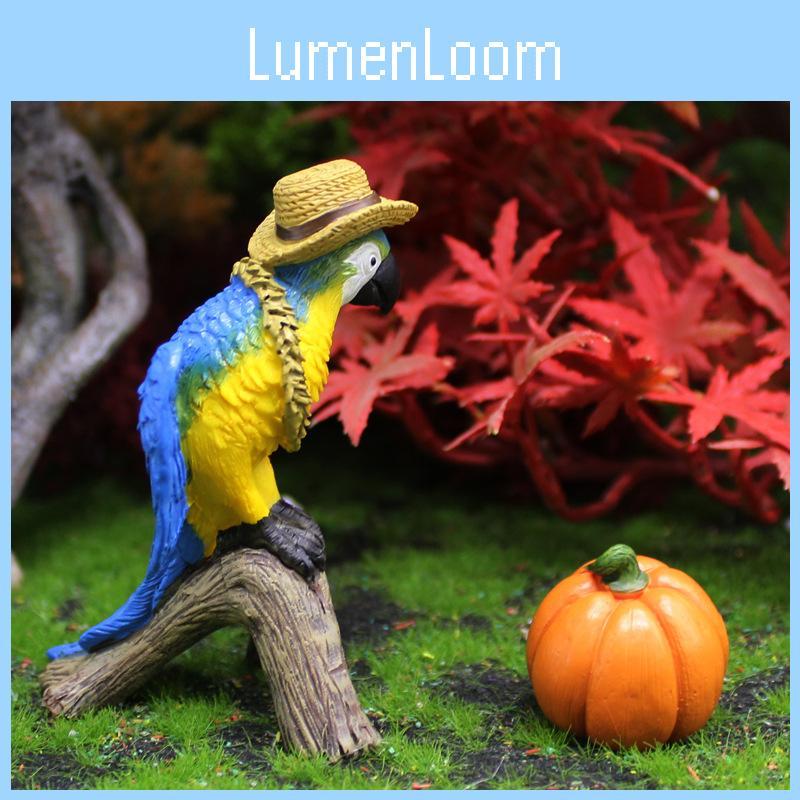 Parrot Pumpkin Micro Landscape Resin Handicraft Animal Ornaments Gift Decor