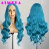 AIMEYA Brown Lace Front Wig 13x4 Natural Hairline Long Natural Wave Synthetic Wig for Women Daily Cosplay Wig Glueless Frontal