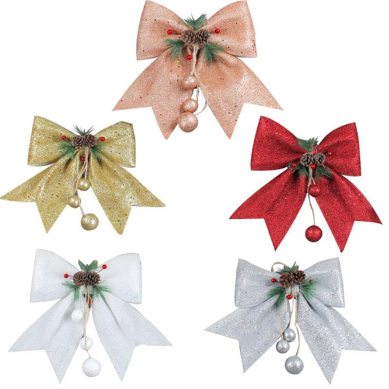 Christmas Pine Cone Big Bow Ornament Diy Christmas Tree Pendant Scene Arrangement Accessories Pendant
