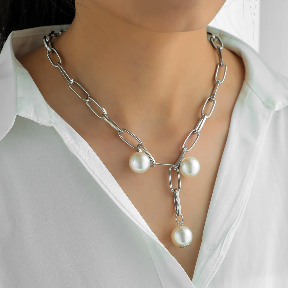 Women's Necklace All-match Adjustable Pearl Brooch Style Pendant Necklace