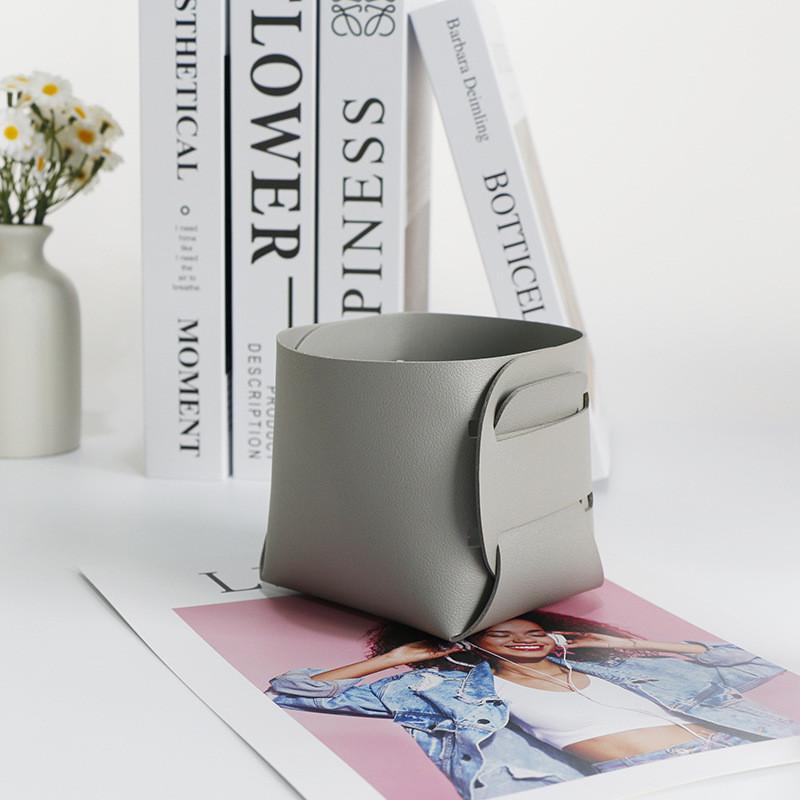 Nordic Minimalist Leather Desk Organizer With Foldable Design For Home Office And Study