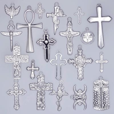 6 Stück Jesus Engel Kreuz Anhänger Charms Für Schmuckherstellung Zubehör Nagel Ankh Kreuze Edelstahl Charm Großhandel Religiöse Breloque