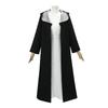 Fantasy Anime Elf Mage Cosplay Costume Black Dress with White Cape New Anime Series Inspired Outfit for Women