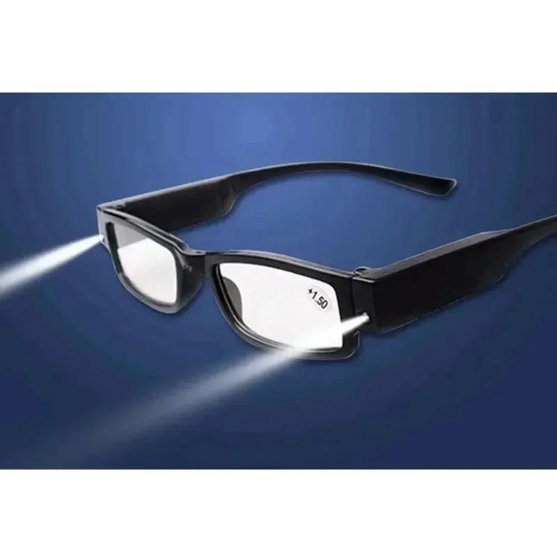 Occhiali da Vista Unisex Uomo Donna LED Lenti Multiple Occhiali da Lettura Lente d'Ingrandimento Diottria Occhiali Illuminati Notturni Presbiopia